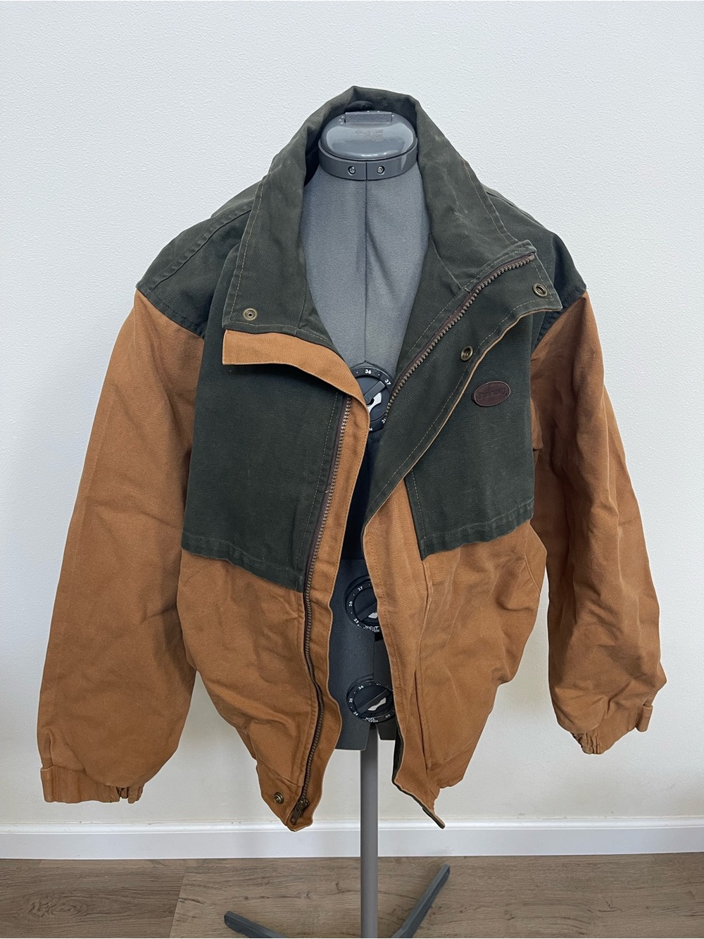 Vintage Browning Men's Duck Canvas Two-Tone Brown and Dark Green Work Jacket